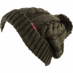 Skullies & Beanies Women Winter Oversized Chunky Thick Stretchy Knitted Pom Pom Beanie Fleece Lined Beanie Hat - CT186XAOZZU ...