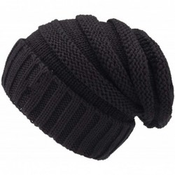 Skullies & Beanies Winter Knitted Hat Women Hat Slouchy Beanie for Girls Skullies Cap-Black - CV18AR09HTH $53.00