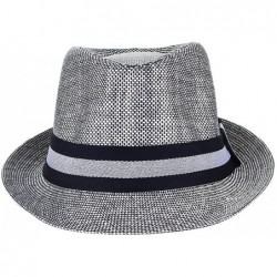 Sun Hats Straw Sun Hat Fedora Trilby Panama Jazz Hat Short Brim Summer Beach Hat Cap for Men Women - Grey - C818Q0G9X5C $18.24