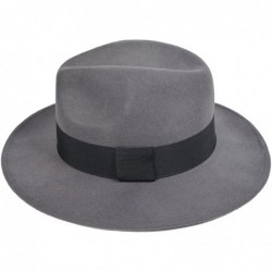 Fedoras Wool Felt Wide Brim Fedora Hats for Women Men - Grey - CV18KH3MZ5I $74.16