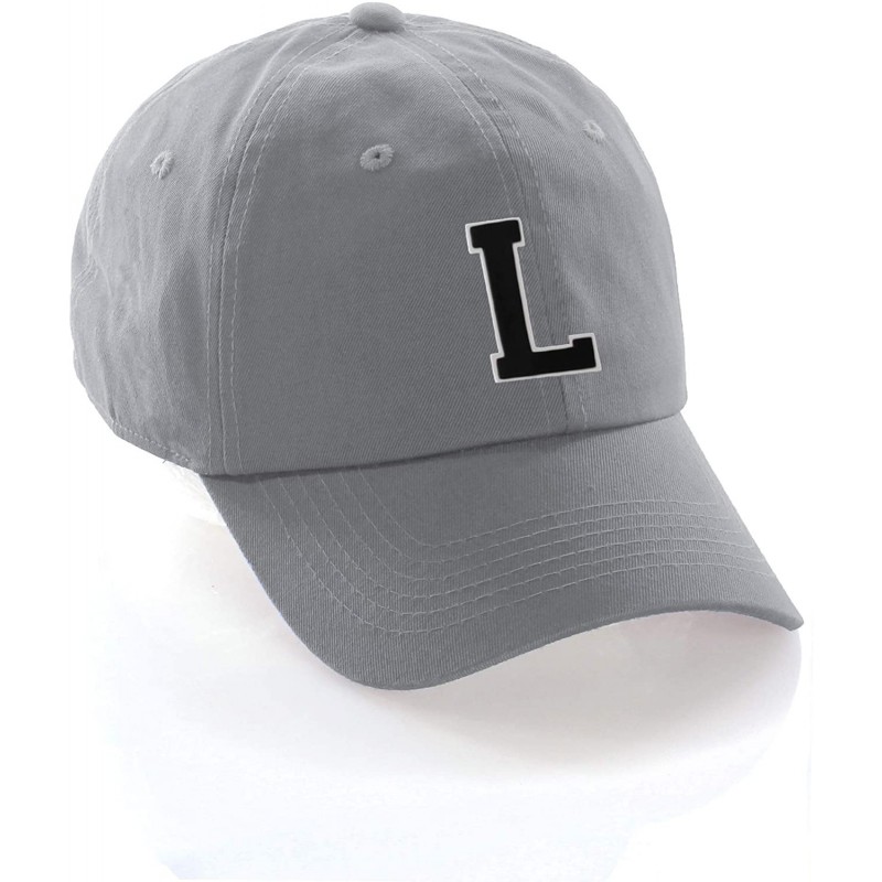 Baseball Caps Custom Hat A to Z Initial Letters Classic Baseball Cap- Light Grey White Black - Letter L - C418N8Z25RA $26.95