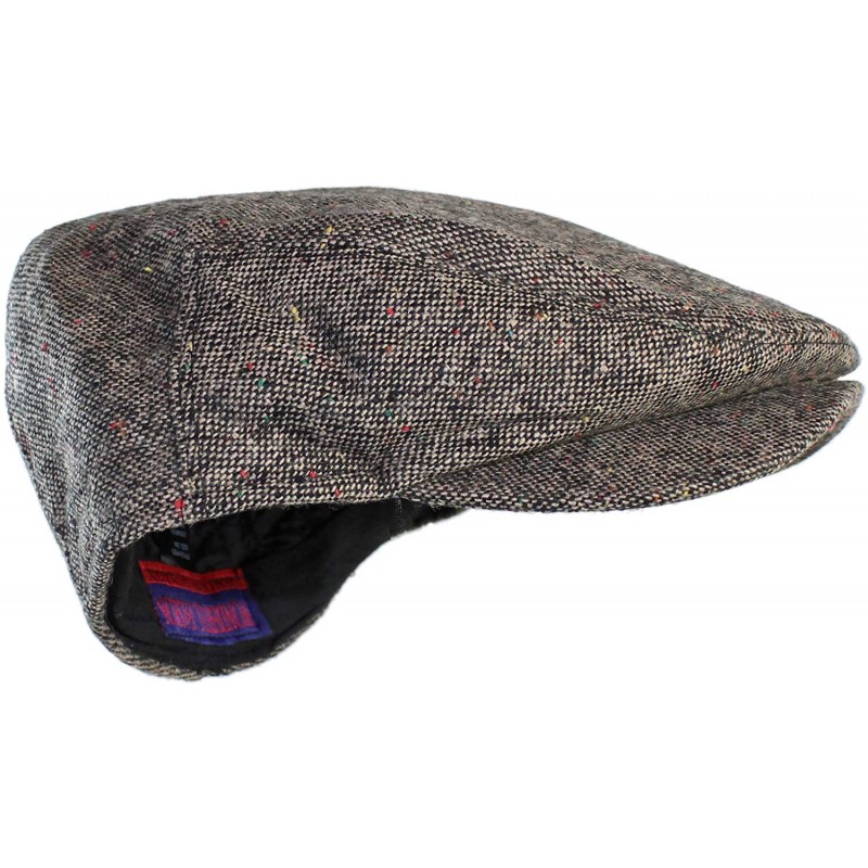 Newsboy Caps Irish Donegal Tweed Newsboy Driving Cap with Quilted Lining - Brown Donegal Small - CA1262UJICJ $17.57