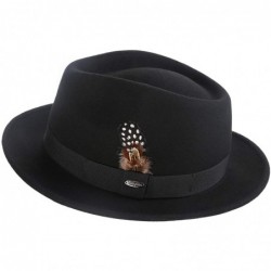 Fedoras Men Fedora Hats with Feather Australia Wool Felt Trilby Hat - Black - CP18QZQ6NL5 $59.25