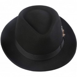 Fedoras Men Fedora Hats with Feather Australia Wool Felt Trilby Hat - Black - CP18QZQ6NL5 $59.25