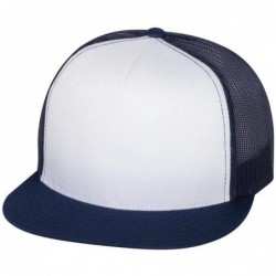 Baseball Caps Flexfit 6006-6006T-6006W 5 Panel Classic Trucker Snapback Hat Cap - Navy/ White/ Navy - CY12D6Q7GUN $18.51