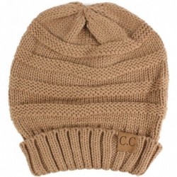Skullies & Beanies Winter Trendy Warm Oversized Chunky Baggy Stretchy Slouchy Skully Beanie Hat - Taupe - C218HUDD7O4 $20.87