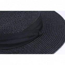 Fedoras Women and Mens Panama Hat Classic Fedora Straw Sun Hat - Black - CU17YXAYZA3 $48.18