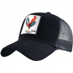 Baseball Caps Unisex Animal Mesh Trucker Hat Snapback Square Patch Baseball Caps - Black Cock - CW18TWXYLES $31.45