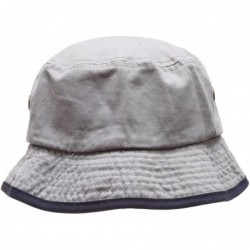 Bucket Hats Summer Adventure Foldable 100% Cotton Stone-Washed Bucket hat with Trim. - Grey-navy - CC1834II42N $18.57