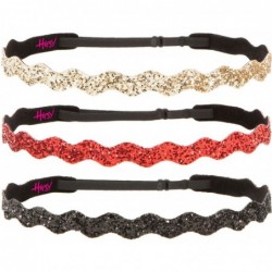 Headbands Women's Adjustable NON SLIP Wave Bling Glitter Multi 3pk (Black/Red/Gold) - Black/Red/Gold - CQ11MPN8IUB $33.47