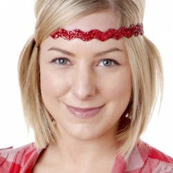 Headbands Women's Adjustable NON SLIP Wave Bling Glitter Multi 3pk (Black/Red/Gold) - Black/Red/Gold - CQ11MPN8IUB $33.47