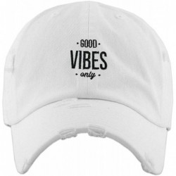 Baseball Caps Good Vibes Only Vintage Baseball Cap Embroidered Cotton Adjustable Distressed Dad Hat - White - CT18AIN0DO8 $35.37