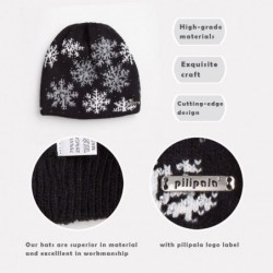 Skullies & Beanies Women's Slouchy Beanie Hat with Fur Pompom Warm Winter Hat - Black Snowflake( Black Pompom) - CO185K9CWHE ...