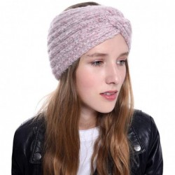Headbands Ladies Winter Fashion Elastic Solid Plush Crossing Headband Multi-Function Headwear - Pink - CL18AOOXS84 $12.56