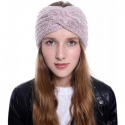 Headbands Ladies Winter Fashion Elastic Solid Plush Crossing Headband Multi-Function Headwear - Pink - CL18AOOXS84 $12.56