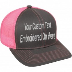 Baseball Caps Custom Trucker Mesh Back Hat Embroidered Your Own Text Curved Bill Outdoorcap - Charcoal/Neon Pink - C618K5NS42...
