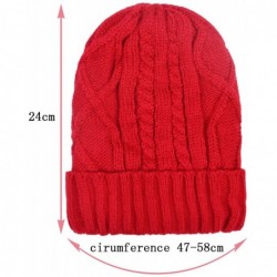 Skullies & Beanies Cotton Skull Cap Slouch Hat Thick Knit Winter Ski Caps Beanie Hats for Women and Men - Red - C0187EG9TN8 $...
