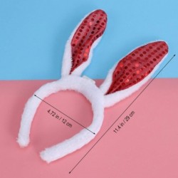 Headbands Sequin Bunny Rabbit Ears Headband - Red - CL18QC5KXZ8 $21.73