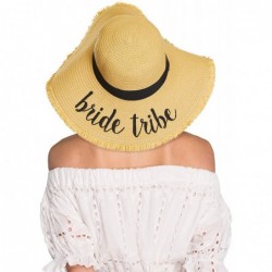 Sun Hats Exclusives Straw Embroidered Lettering Floppy Brim Sun Hat (ST-2017) - A Fringes-bride Tribe - CJ194RQDKMM $37.43