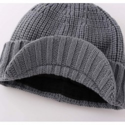 Skullies & Beanies Men's Outdoor Newsboy Hat Winter Warm Thick Knit Beanie Cap with Visor - Light Gray - CS18Z8ITW25 $25.05