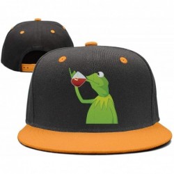 Baseball Caps Kermit The Frog"Sipping Tea" Adjustable Red Strapback Cap - Afunny-green-frog-sipping-tea-10 - C218ID6UM9H $30.27