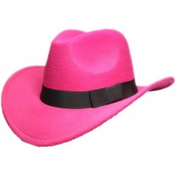 Fedoras Men's Crushable Felt Outback Hat Wool Wide Brim Western Cowboy Hat Fedora Jazz Cap - Rose - CJ18STA0SHK $44.63