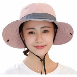 Sun Hats Summer Sun Hat- Women Girls Foldable Wide Brim Hat UV Protection Bucket Cap Ponytail for Beach Safari Fishing - CR18...