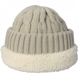 Skullies & Beanies Double Layer Fleece Lined Unisex Cable Knit Winter Beanie Hat Cap - Beige - C612N9PQA4Y $31.62