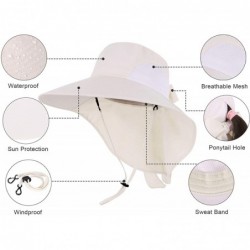 Sun Hats Men/Womens Foldable Flap Cover UPF 50+ UV Protective Wide Brim Bucket Sun Hat - Ponytail_cream - C2180OW2OLZ $29.83