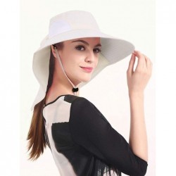 Sun Hats Men/Womens Foldable Flap Cover UPF 50+ UV Protective Wide Brim Bucket Sun Hat - Ponytail_cream - C2180OW2OLZ $29.83