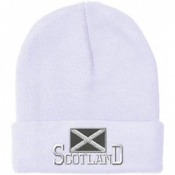 Skullies & Beanies Beanie for Men & Women Scotland Flag Scottish Black Embroidery Skull Cap Hat - White - C318A9C5EH0 $26.98