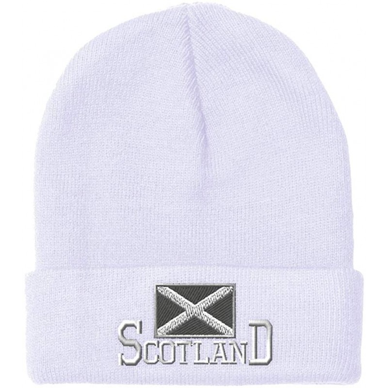 Skullies & Beanies Beanie for Men & Women Scotland Flag Scottish Black Embroidery Skull Cap Hat - White - C318A9C5EH0 $26.98