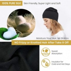Skullies & Beanies 100% Silk Knitted Slouchy Beanie Breathable Thin Women Men Stretch Skull Cap Soft Comfortable - Cream - CU...