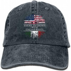 Baseball Caps Men's/Women's Adjustable Yarn-Dyed Denim Baseball Caps American Grown with Italian Roots Trucker Cap - Navy - C...
