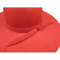 Sun Hats Dis_show Women Retro Wool Blend Sun Hat Floppy Wide Brim Summer Beach Hat - Bright Red - C912GX4MRAD $23.06