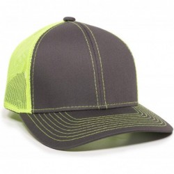 Baseball Caps Structured mesh Back Trucker Cap - Charcoal/Neon Yellow - CW1827QQO0C $23.16