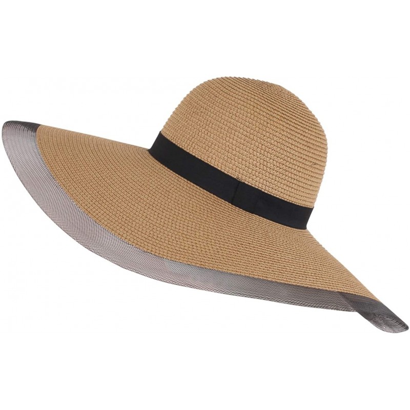 Sun Hats Women's Floppy Big Brim Hat Bowknot Straw Hat Foldable Roll up Sun Hat - Style E-khaki - CR18RNME0D2 $30.70
