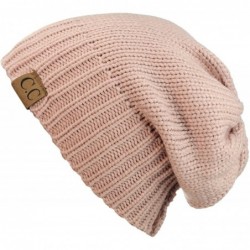 Skullies & Beanies Exclusive Two Way Cuff & Slouch Warm Knit Ribbed Beanie - Rose - CO1298YV27F $20.44