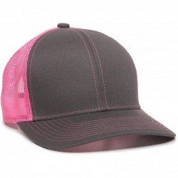 Baseball Caps Structured mesh Back Trucker Cap - Charcoal/Neon Pink - CC1820034CS $29.90