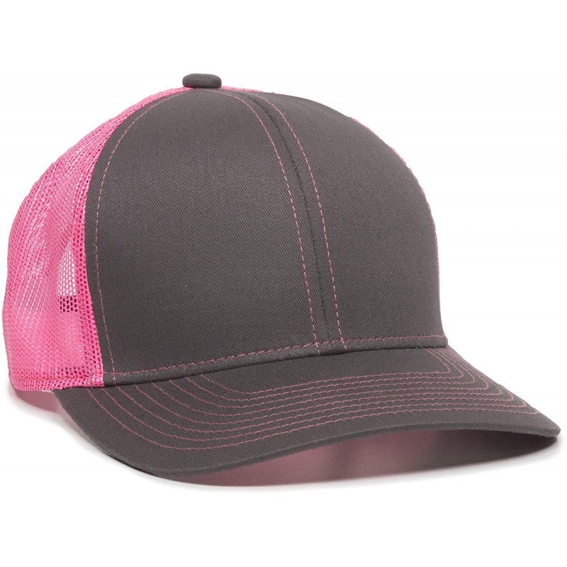Baseball Caps Structured mesh Back Trucker Cap - Charcoal/Neon Pink - CC1820034CS $20.16