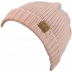 Skullies & Beanies Exclusive Two Way Cuff & Slouch Warm Knit Ribbed Beanie - Rose - CO1298YV27F $18.47