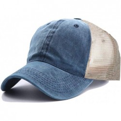 Baseball Caps Ponytail-Baseball-Hat Women Messy-Bun-Hat Cap - Washed Distressed - No Ponytail Denim Blue - C618GNYI4OS $12.42