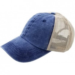 Baseball Caps Ponytail-Baseball-Hat Women Messy-Bun-Hat Cap - Washed Distressed - No Ponytail Denim Blue - C618GNYI4OS $18.51