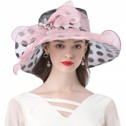 Sun Hats Women's Church Derby Tea Party Wedding Hat Polka Dot - Pink - CC19443SM0N $28.48