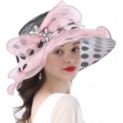 Sun Hats Women's Church Derby Tea Party Wedding Hat Polka Dot - Pink - CC19443SM0N $30.83