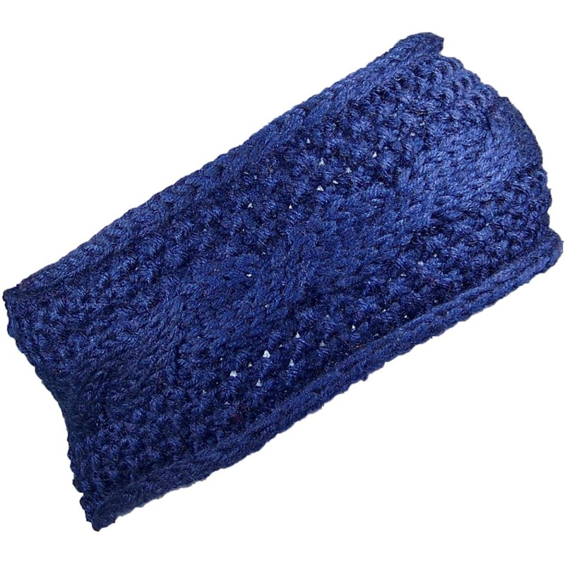 Cold Weather Headbands Womens Rib Stitch Cable Knit Circle Headband/Warmer (One Size) - Navy - CQ12N9M3JM1 $24.23