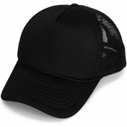 Baseball Caps Youth Mesh Trucker Cap - Adjustable Hat (S- M Sizes) - Black - C217AANADXQ $21.99