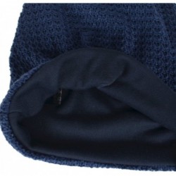 Berets Womens Knit Slouchy Beanie Ribbed Baggy Skull Cap Turban Winter Summer Beret Hat - Comb Navy - CX198C48OSK $26.38