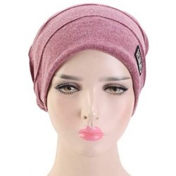 Skullies & Beanies New Women's Cotton Flower Elastic Turban Beanie Chemo Cap Hair Loss Hat - Light Purple - C81933H8IZA $20.70