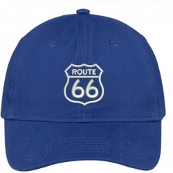 Baseball Caps Route 66 Embroidered Soft Crown 100% Brushed Cotton Cap - Royal - CH17YTA6SWM $37.04